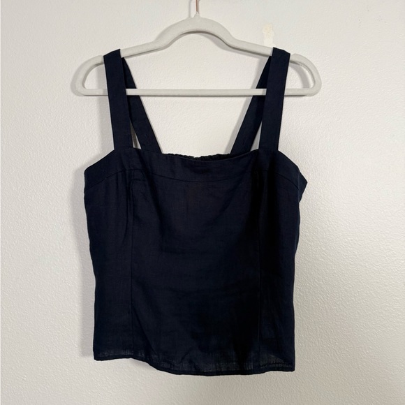 Quince 100% European Linen Fitted Tank deep navy size medium - Picture 3 of 9